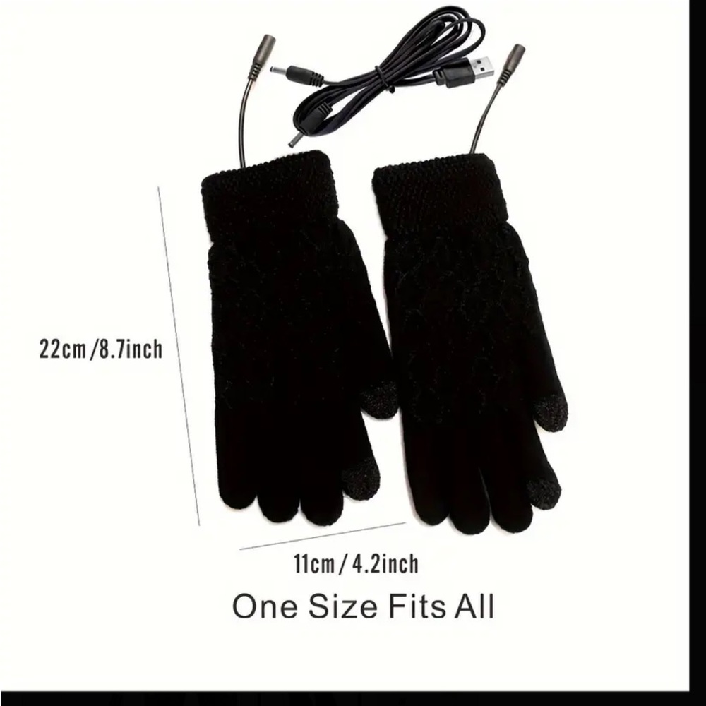 Unisex USB heating gloves knitt hand half heated fingerless + clamshell heating